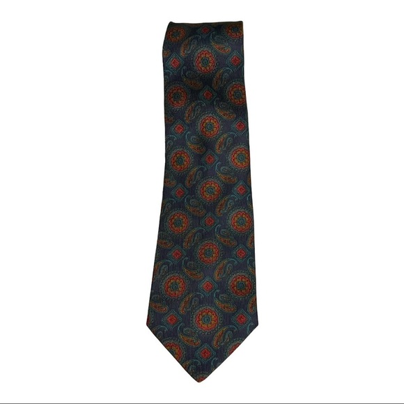 LINEA DUEBI Vintage Roma Paisley Printed Made in Italy Pure Silk Tie - Picture 1 of 5